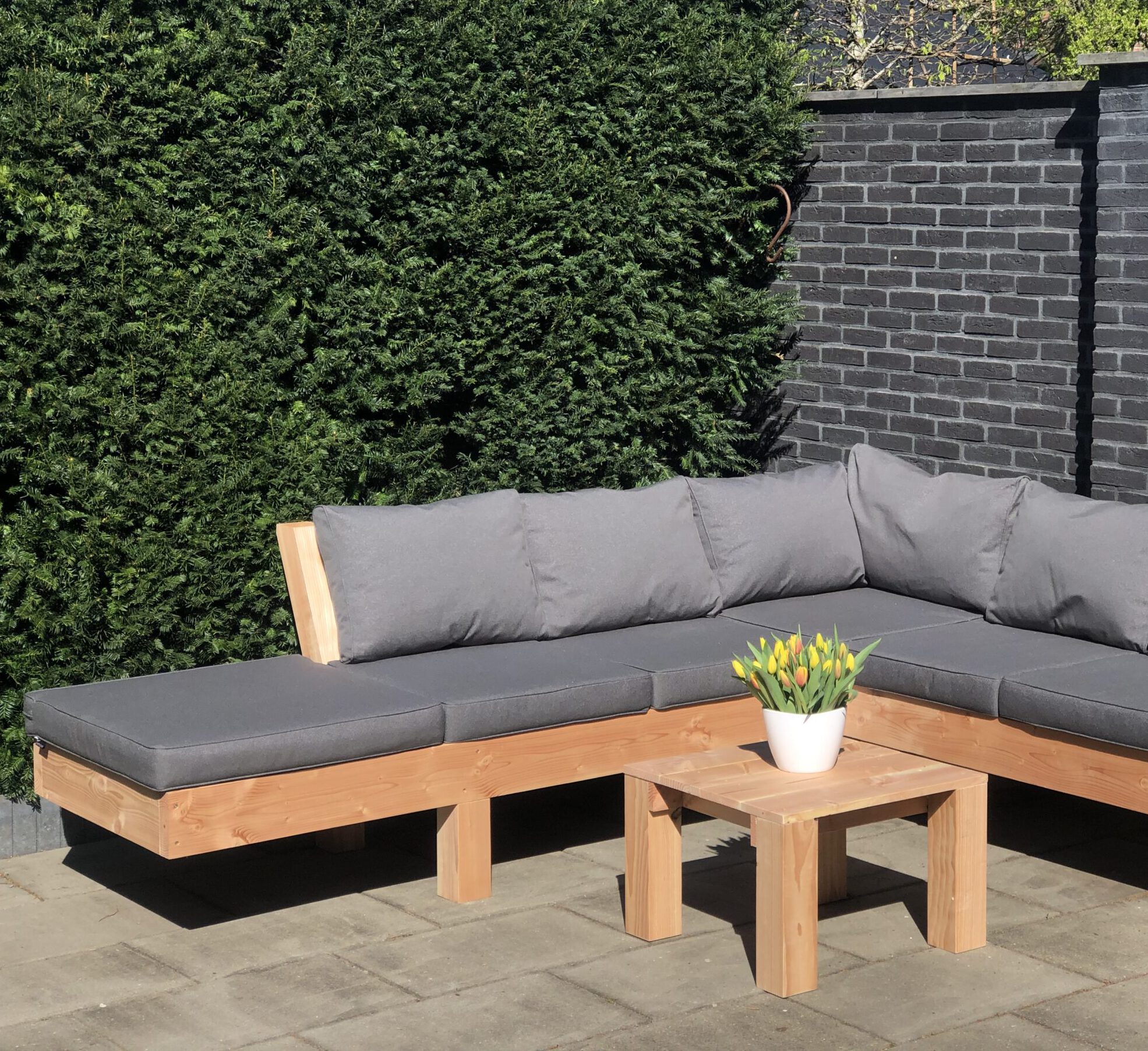 Loungeset chaise longue met kussens Drie - EMH-Tuinmeubelen.nl